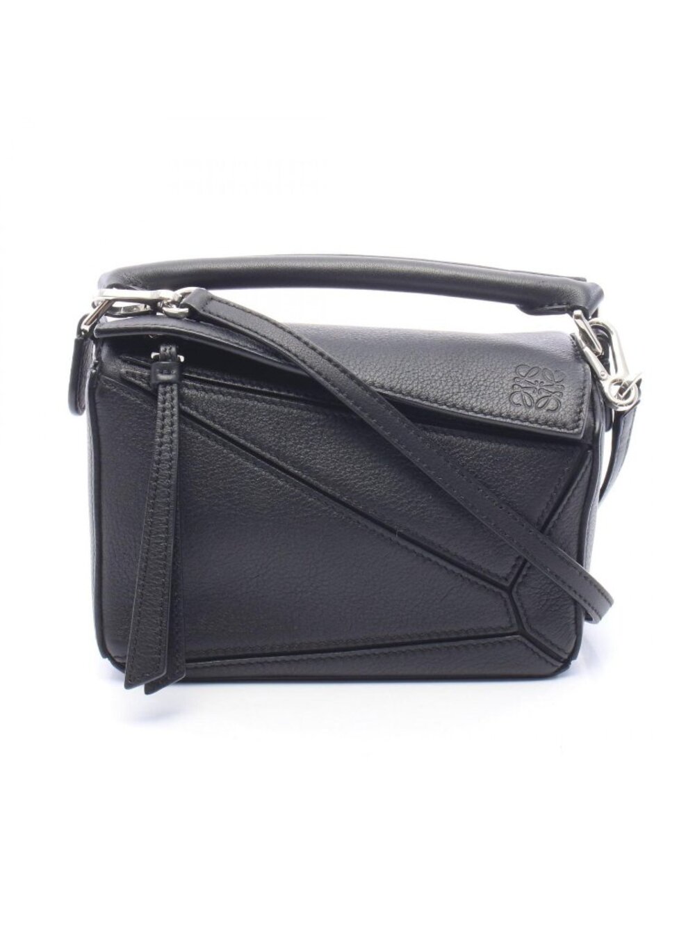 Loewe Handbag Hammock Drawstring Bag Mini 2-Way Black Leather Puzzle